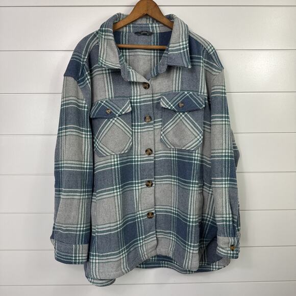 Members Mark Plaid Button Front Flannel Shacket Jacket Multicolored XXL - Picture 1 of 8